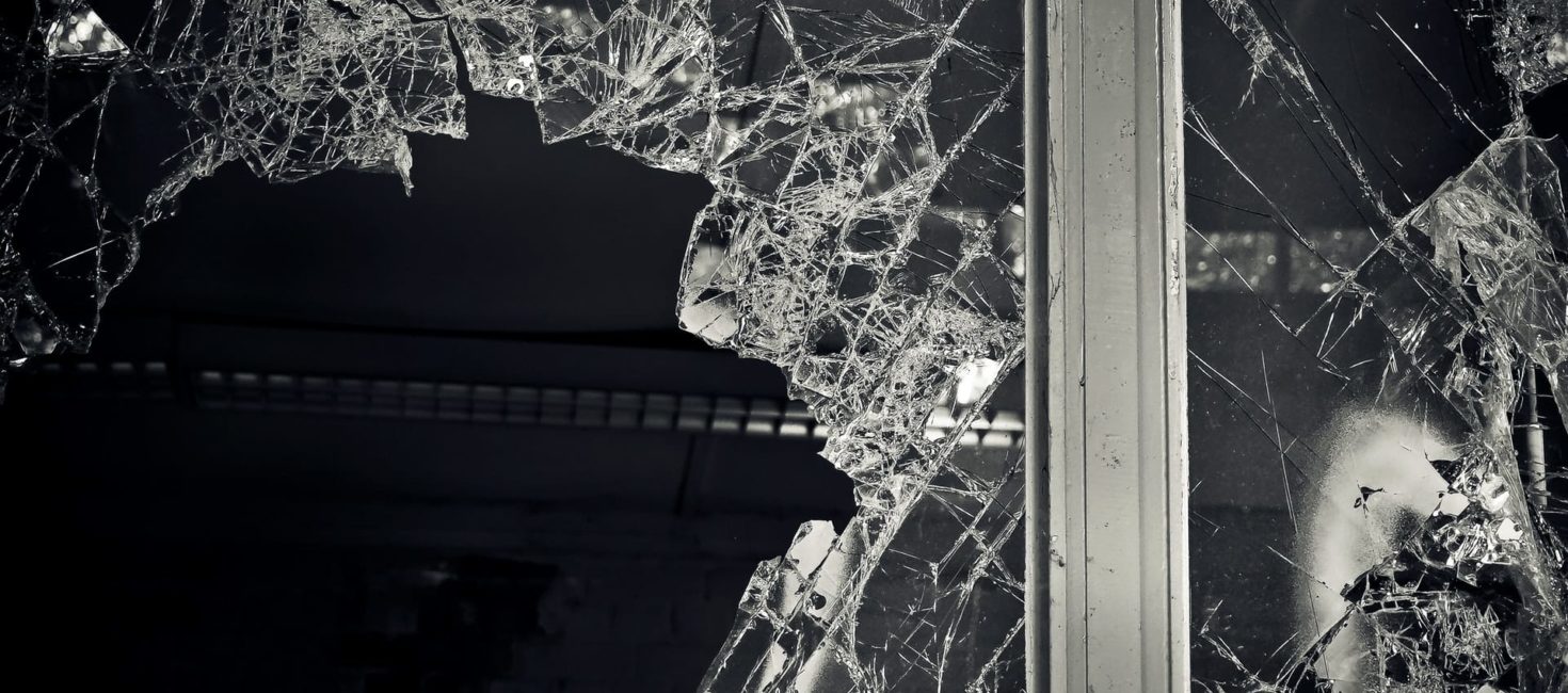 Broken double glazed window